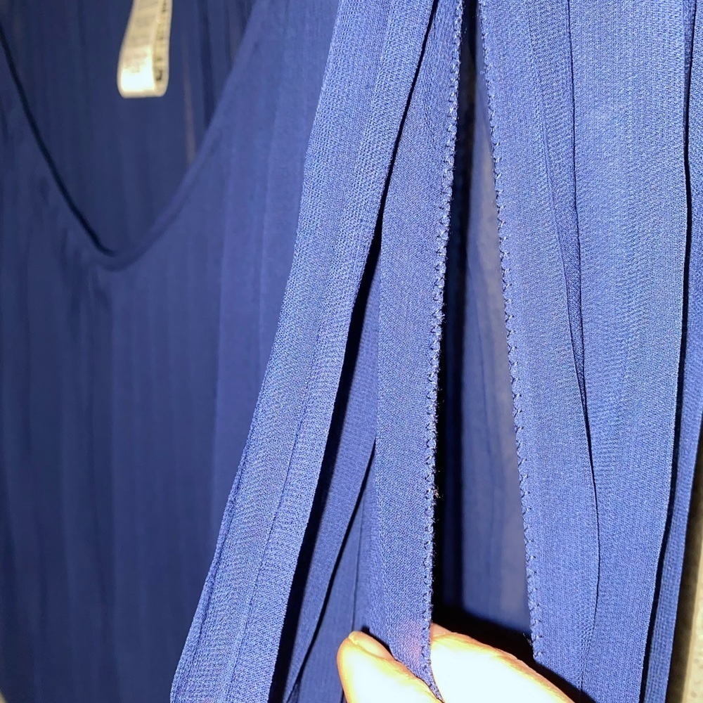 Max Studio Royal Blue Pleated Blouse - Picture 7 of 9
